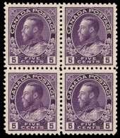 BRITISH COMMONWEALTH: Canada 158 159 160 161 162 158 Can ada, 1912, King George V Ad mi ral, 5 in digo (111a), o.g., never hinged, fresh and well cen - tered, Very Fine, an ex cep tional ex am ple of the scarce first print ing.