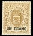 EUROPE AND COLONIES: Luxembourg - Netherlands LUXEMBOURG 274 ( ) Luxembourg, 1872, Arms (Frank furt Print), 1fr on 37½c bister,