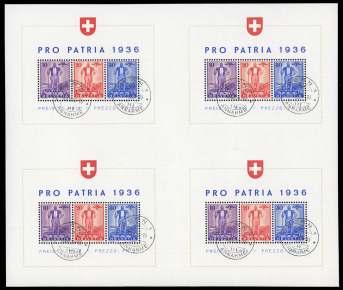 Estimate $300-400 302 303 302 Switzerland, 1940, Pro Pat ria sou ve nir sheet (B105.