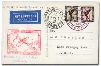 WORLD AEROPHILATELY: Catapult Flights 386 387 386 Ger many, 1930 (Dec 31 - Jun 20, 1931), Do.-X Eu rope-south Amer ica Flight, Lis bon - Rio de Ja - neiro (Frost DoX-6Baa), pic ture post card (Do.