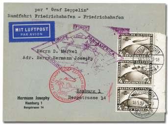 WORLD AEROPHILATELY: Zeppelin Flights 419 420 419 Ger many, 1930 (18 May-5 Jun), South Amer ica Flight, Friedrichshafen - Friedrichshafen (Michel 68a.