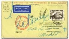 WORLD AEROPHILATELY: Zeppelin Flights 423 424 425 423 Ger many, 1930 (18-25 May), South Amer ica Flight, Friedrichshafen - Rio de Ja neiro (Michel 64b.