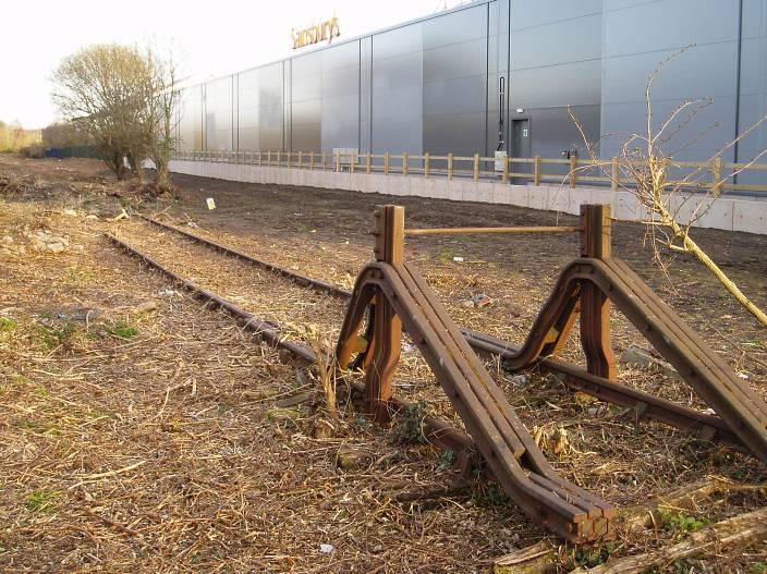 The end of the line, with the Sainsbury s store in the background.
