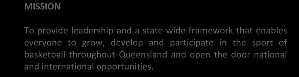 VISION For basketball in Queensland to be an innovative,