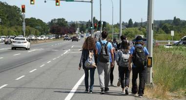 lighting for safety; access points to schools will remain Routes to/from schools will have direct access to transit stops, as students are frequent transit users During