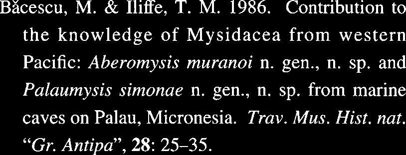 , 1: 39-61. BHcescu, M. & Iliffe, T. M. 1986.