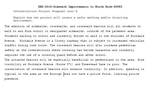 Roosevelt applied for a Safe Routes to School grant for sidewalks along the east side of Rochdale