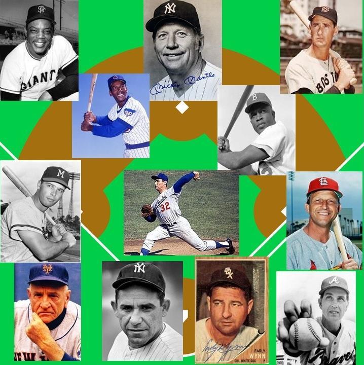 Great baseball players from the 1950 s and 1960 s Just in case you don t recognize some of these players, here are the names: Manager: Casey Stengel 1 st Base: Stan Musial 3 rd Base: