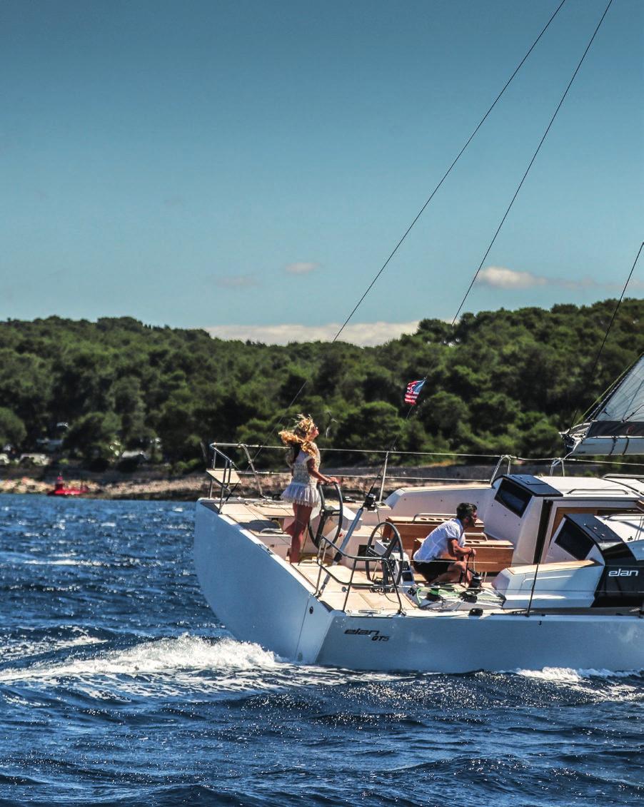 Elan GT5 brings uncompromised Gran Turismo spirit to sailing yachts, combining luxurious comfort with sporty performance.