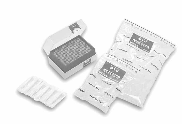 2.2 Choosing the best tip for your application Gilson tips are available in a variety of formats: nloose in bulk packaging An economical solution for routine.