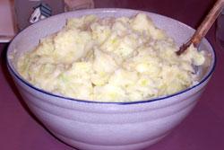 Ingredients Colcannon 3 pounds of potatoes 1 small head of cabbage two leeks 1 cup milk 6 to 8 tablespoons butter salt and pepper Peel and cut the potatoes into 1 1/2" to 2" chunks.