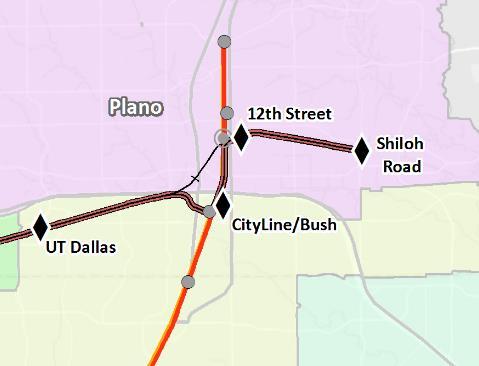 Street and existing CityLine/Bush) TOD opportunities in Plano New 12 th