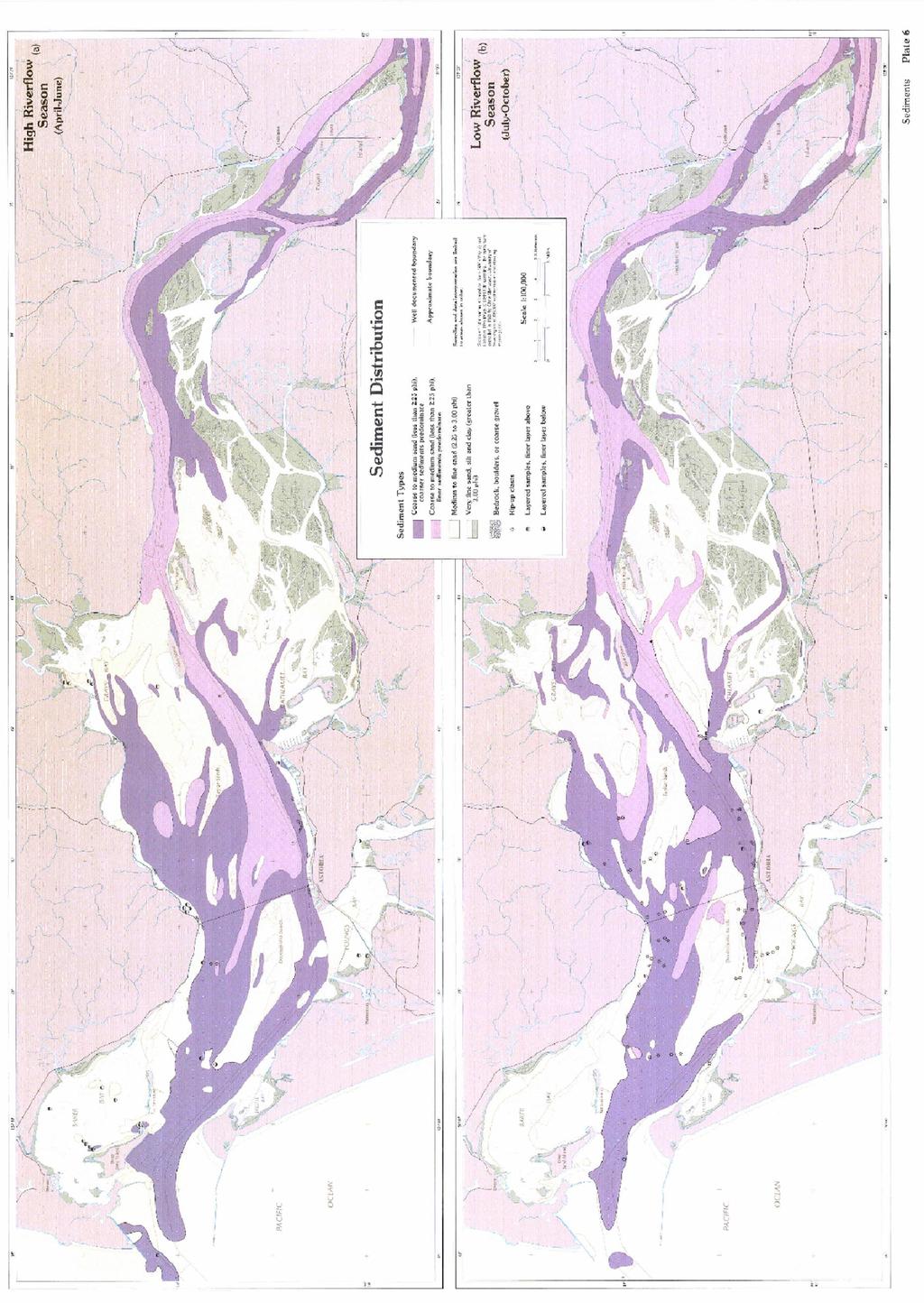 Figure E.2 Sediment distribution map of the Columbia River estuary, from Fox et al. (1984).