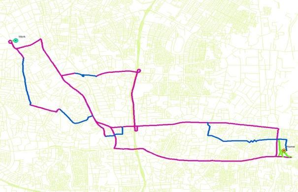 If a commuter had route deviations (used multiple routes), then he/she was