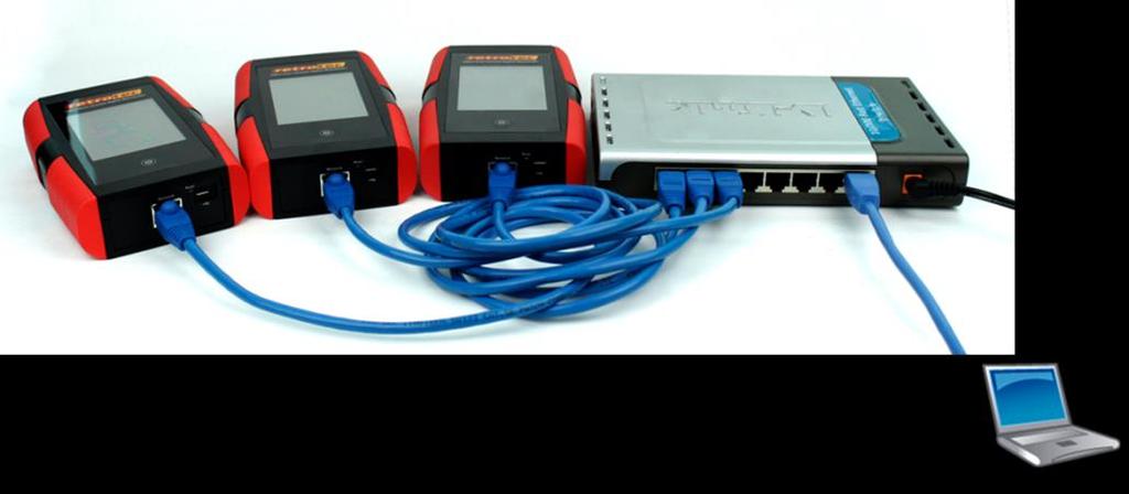 Figure 56: Connect multiple gauges to a wired network using a powered Ethernet Switch Each gauge can be located up to 328 feet (100 m) from the