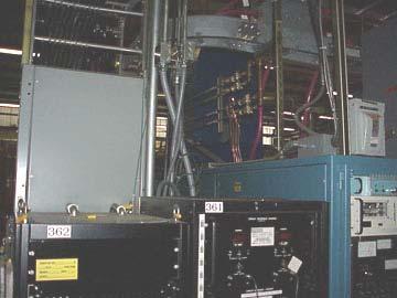 Figure 2 Picture of flexible conduit (in back of rack 361) feeding power and control