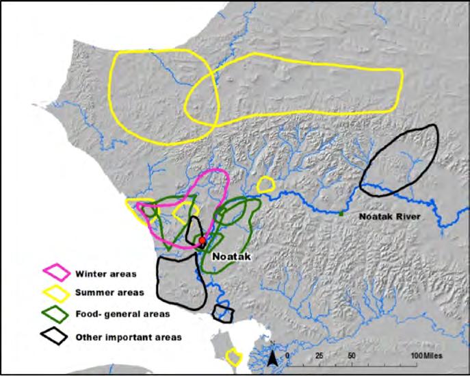 These areas were also identified as areas of high negative encounters between locals and non-locals (See Map 4, page 6). Map #1: Locations of observed predators reported by Noatak hunters.