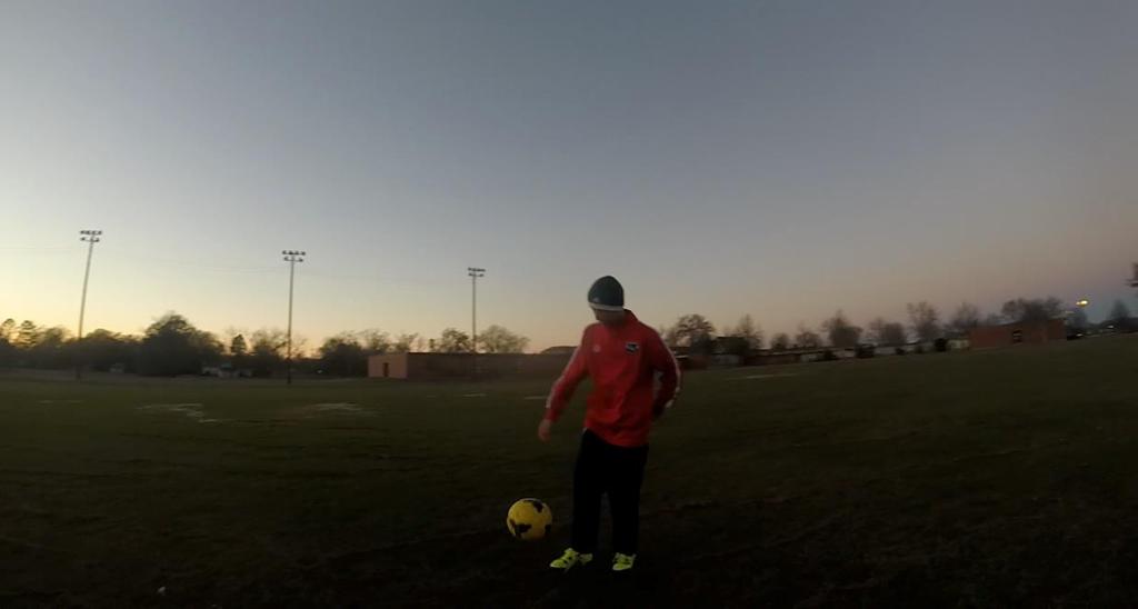 Here, the player has to juggle the ball two times with