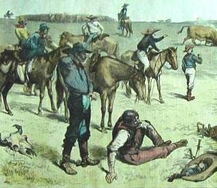 Rising Tension Across the Great Plains Some of the most famous Range Wars included: 1875 1876: The Mason County War, which was fought between German Settlers and