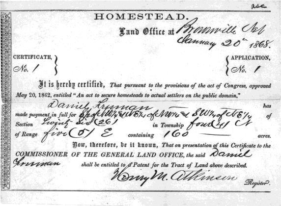New Settlers Move West 20 May 1862: Congress passed the Homestead Act Required a $10 Registration Fee Could Claim up to 160 Acres Receive Title to the