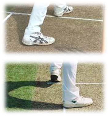 the Popping crease NO BALL The back foot is landed on the Return crease NO BALL