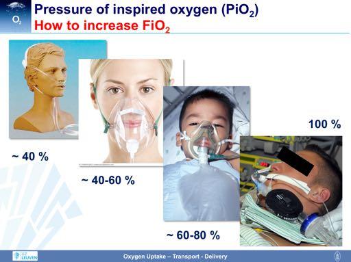 The dependency of the PiO 2 on the concentration of inhaled oxygen gives us an excellent and easily available opportunity to increase PiO 2 by increasing FiO 2.