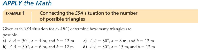 ..TWO SOLUTIONS 1) cute Tringle (ngle, θ, is found with Lw of Sines) 2) Otuse Tringle (ngle is 180ο θ) EXPLORE.