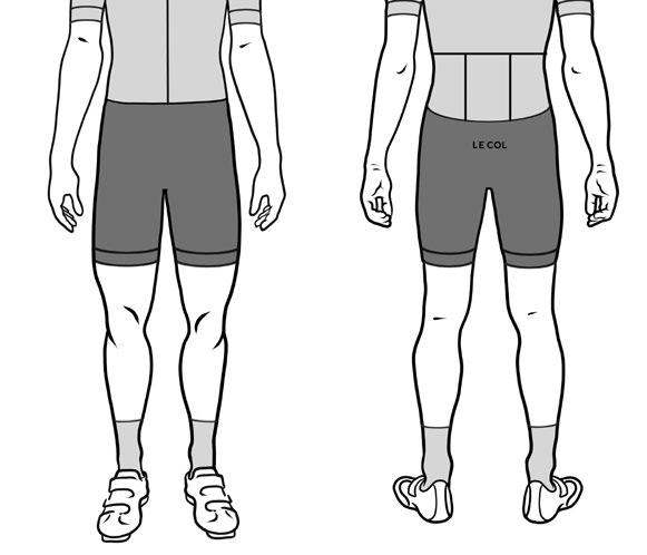 BIB SHORTS & TIGHTS The Le Col bib shorts and winter tights are made from high quality stretchy fabric and should be tight fitting. The sizing is dependent on your waist size.