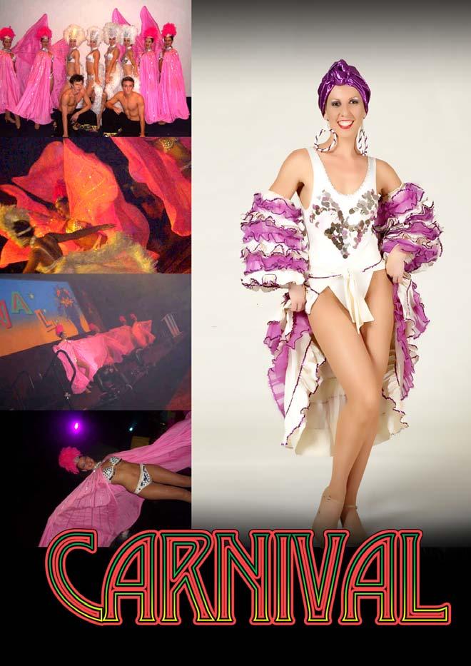 Rio Carnival Your journey begins in Rio de Janeiro CARNIVAL! Slip into the excitement of the samba dome fervor as our Sequined Show Girls take the stage in feathers and exuberant costumes.