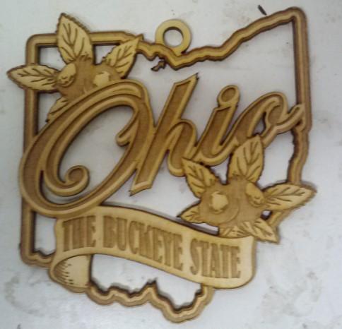 Ohio the Buckeye State Wood Ornament-