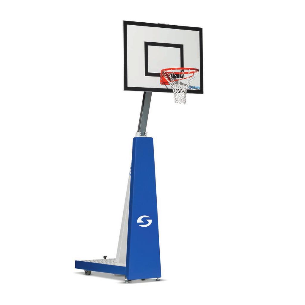 BASKETBALL PORTABLE GOALS Conforms to BS EN70 5 CLUBMASTER BASKETBALL GOALS BBGCLB FIBA approved level Projection of 50mm Fitted with tempered glass backboard, unidirectional breakaway ring and