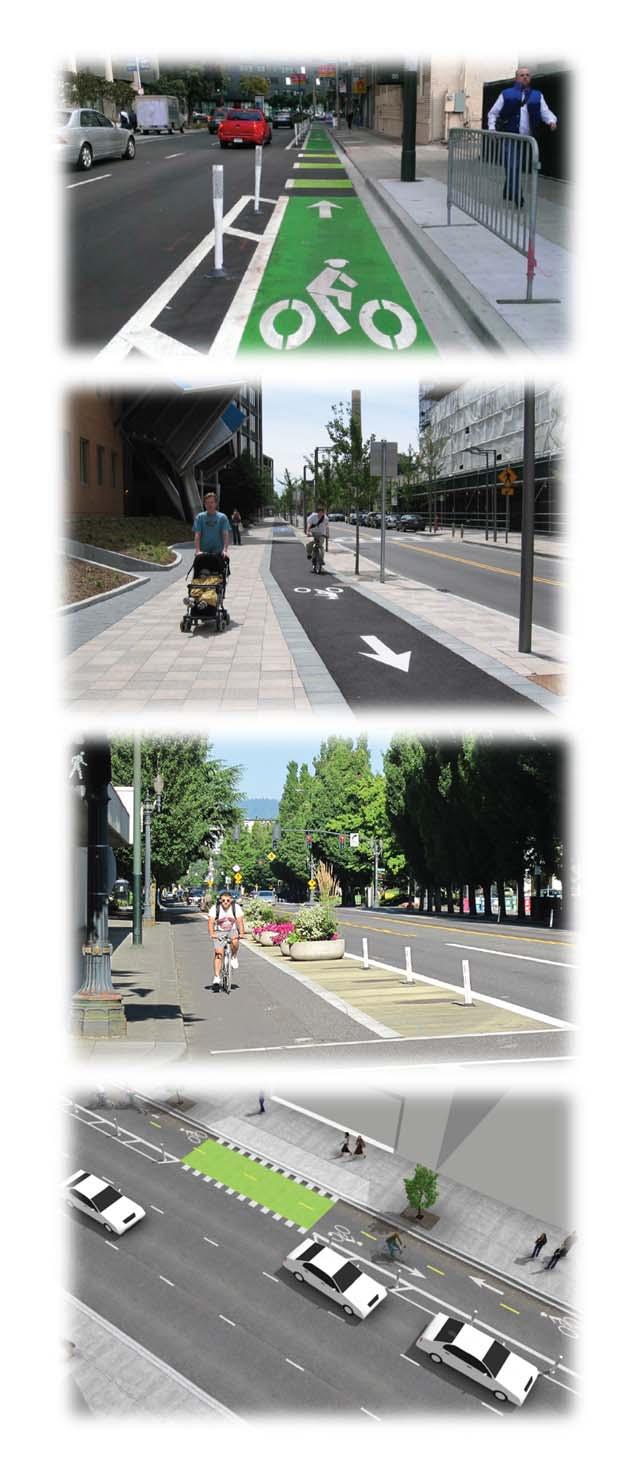 Protected Bikeway (Cycle Track) While bicycle boulevards are typically developed on streets where insufficient width is available to provide a dedicated travelway for bicycles, there may be potential