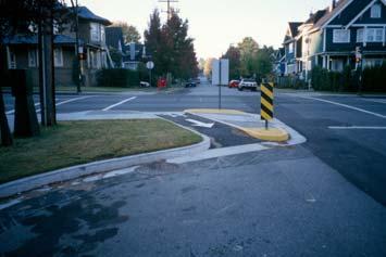 Directional closures are applicable for use only on local residential streets, but at intersections with other road classes such as collectors and arterials.