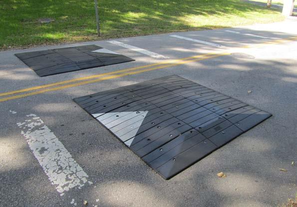 Speed Cushion Speed cushions are narrower speed humps that are typically installed in the center of each travel lane. Speed cushions typically are six (6) feet in width.
