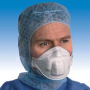 The raised breathing cage over the valve is covered with a special filter medium: this acts as a surgical mask, helping shield those around you