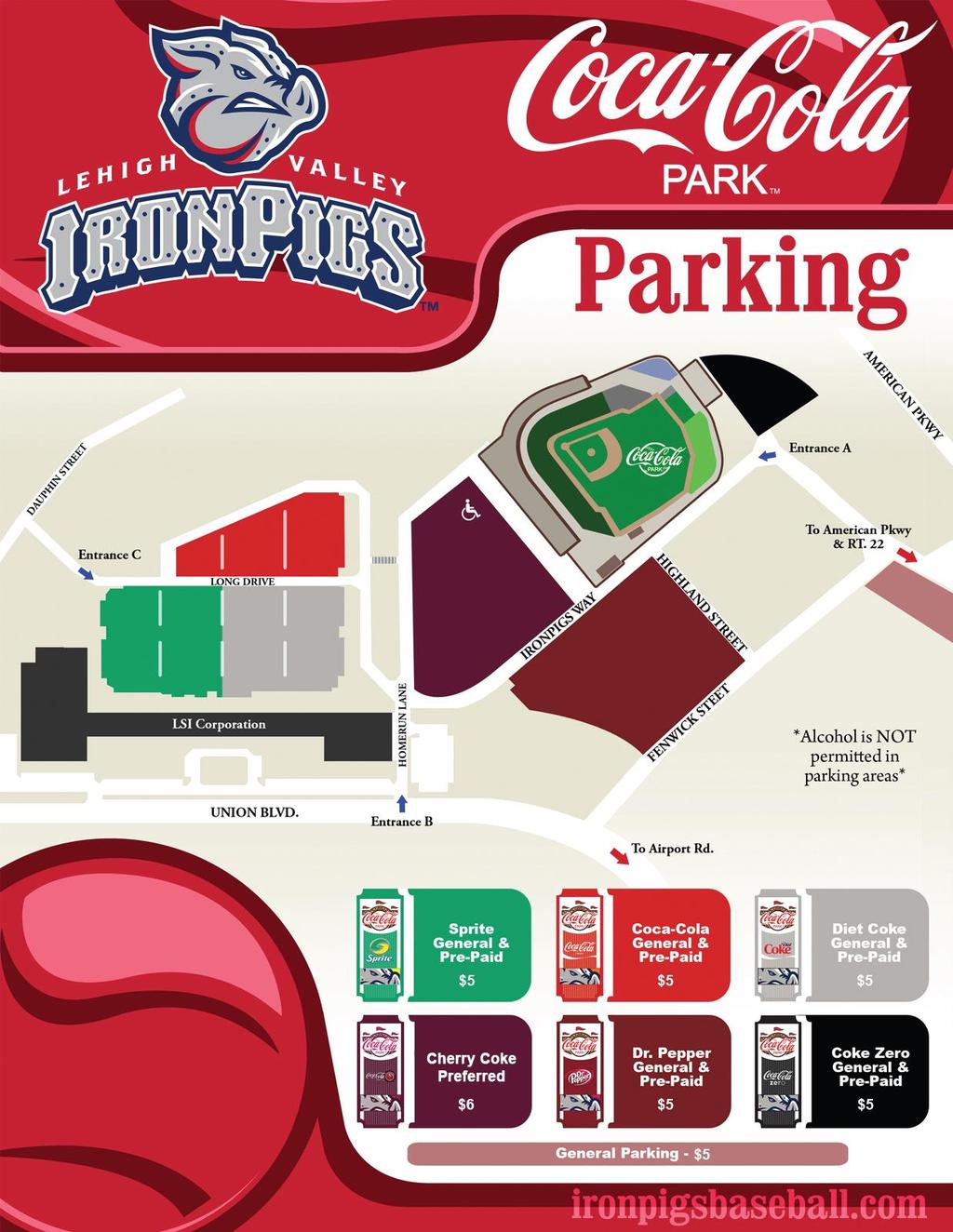 Appendix A Parking Map of Coca-Cola Park When arriving at Coca-Cola Park please attempt to park in the Coke Zero lot since this will be the closest parking space to the overnight area.