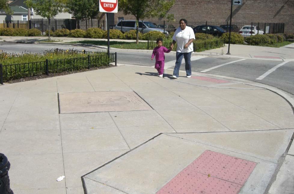 ADA Compliant Crosswalks Stamped Asphalt Crosswalk o Shorter pedestrian crossing