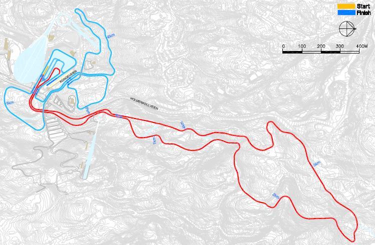 Red 1.4 km (or Sprint) Red 2.5 km Red 3.3 km Red 3.75 km Red 5 km Blue 1.4 (or Sprint) Blue 2.5 km Blue 3.3 km Blue 3.