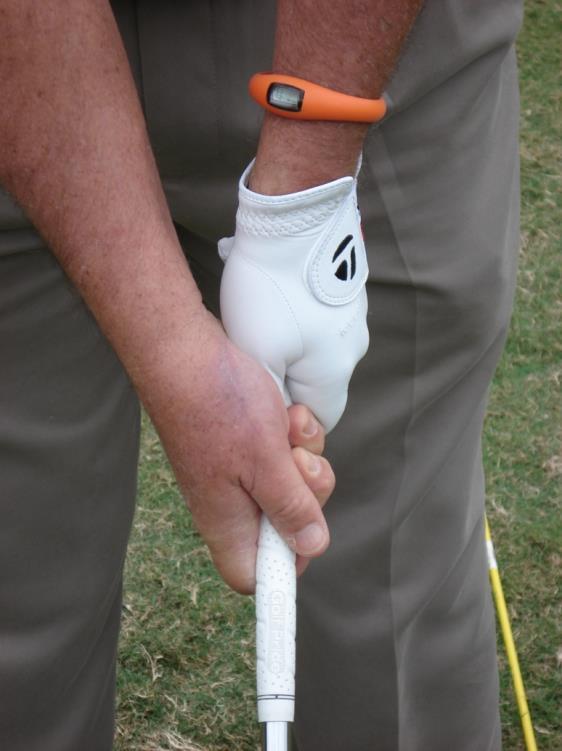 The completed grip looks like this. Placing the hands on the club in the proper position should be practiced until it becomes second nature.