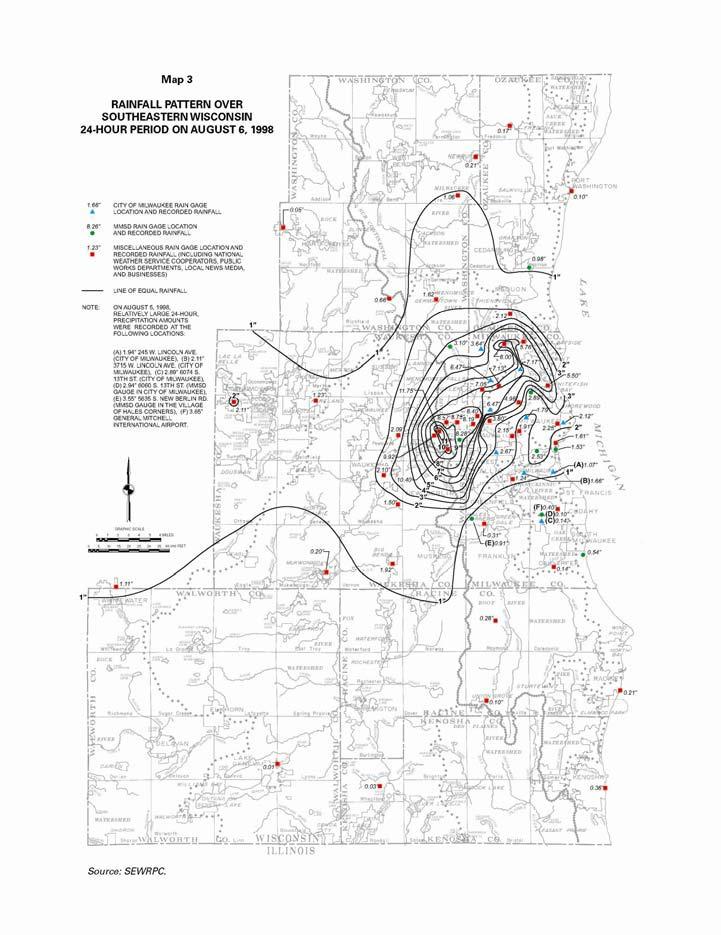 AUGUST 6, 1998 FLOOD: The worst flash flooding of the 1900's struck eastern Waukesha Co., resulting in large monetary loses, and forcing some residents to decide to move out of flood plains.