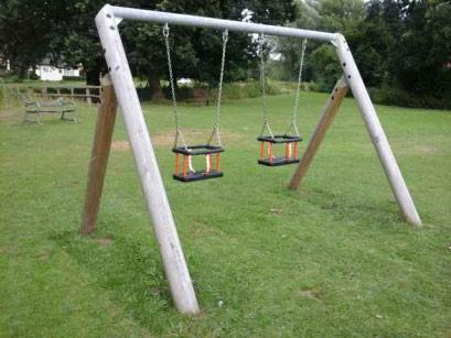 4 - Very Low Risk Swings - 1 Bay 2 Seat (Cradle) Manufacturer: Playdale Playgrounds Ltd Surface Type: Grass Matrix Tiles Equipment Yes Surface Area Yes This item is satisfactory - no work required 6