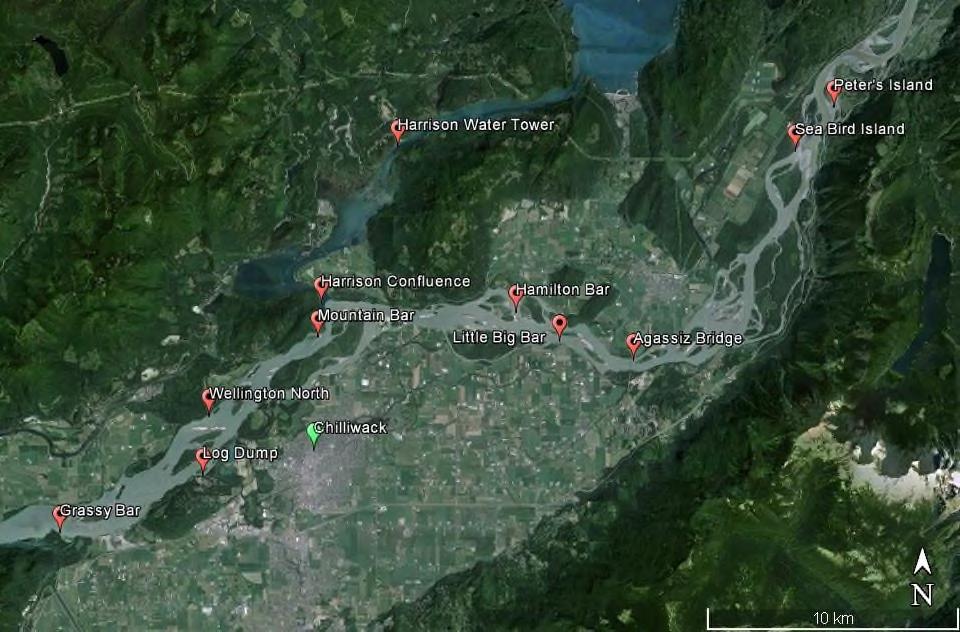 locations between Hope and Yale, BC. Figure 3.
