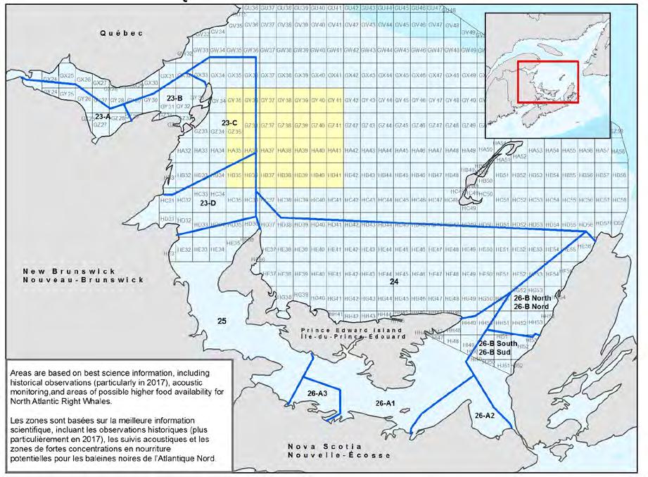 DFO will implement a static closure in an area where 90% of the NARW observations occurred in 2017 to provide a large gear-free area for the NARWs, thus reducing the risk of gear interaction.