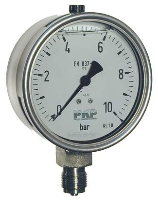 delivery Description: Model series PMR04 Bourdon tube pressure gauges can be supplied in brass or stainless steel versions, with filled or unfilled gauges.