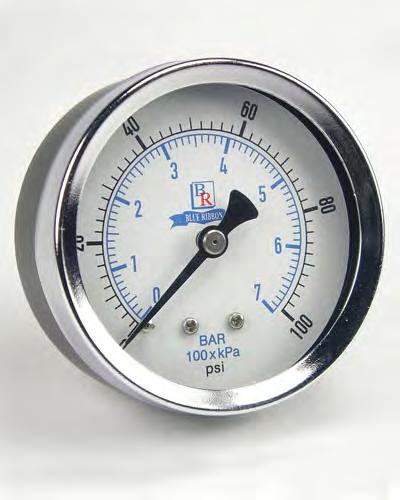 BACK CONNECTED UTILITY GAUGES MODEL BR102D An inexpensive utility gauge for the broad commercial market Suitable for air, water, oil, gas or any other media not corrosive to brass Other connection