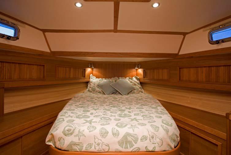 The setee can be converted to a sliding transom berth, with