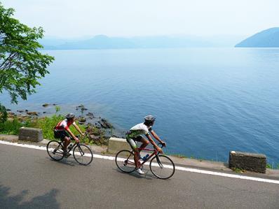 Day 2 Cycle Toyako - Konbu Onsen Leaving Toyako Lake and start to cycle into farming area.