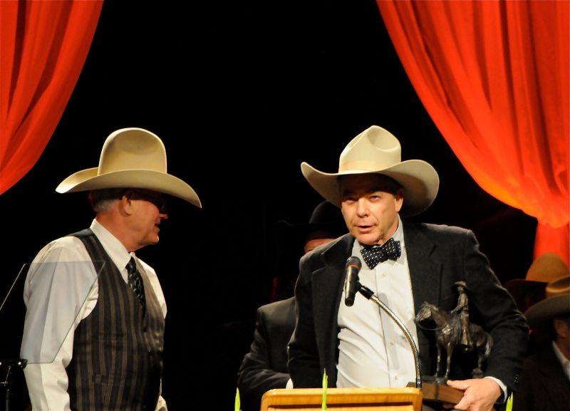 The Gillette Brothers receiving the Western Heritage Wrangler Award for the Best Traditional Western Album of 2010 from The