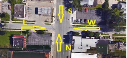 In the following example, the AADT of a four-leg stop-controlled intersection was collected. In Figure 9.10(a), the east/west road is the minor road and the north/south road is the major road.