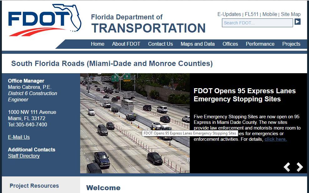 Other FDOT Projects For information about other FDOT projects in